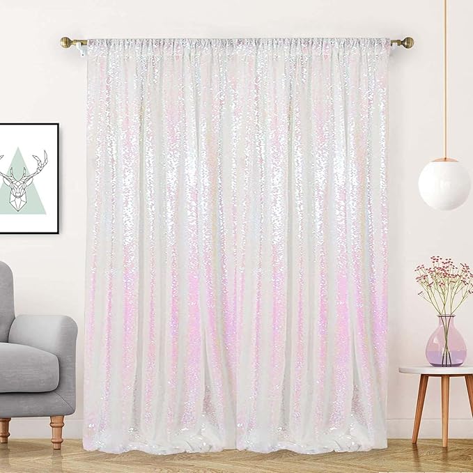 Backdrop Curtain: Iridescent Sequin, 10 x 10 Ft, Single Panel