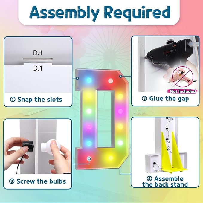 Decoration: Light Up Marquee Letter D, 4 FT Foam Board, Remote Control