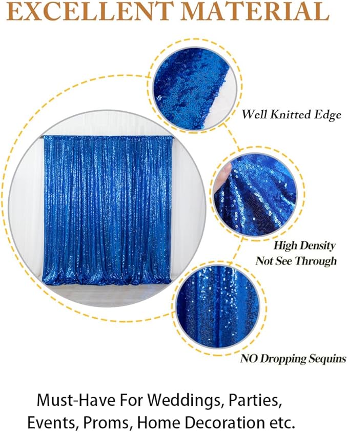ShinyBeauty Royal Blue Sequin Backdrop 10FTx10FT Photo Backdrop for Wedding Sparkle Backdrop for Photograph Glitter Backdrop for Baby Shower Party Shimmer Fabric Background