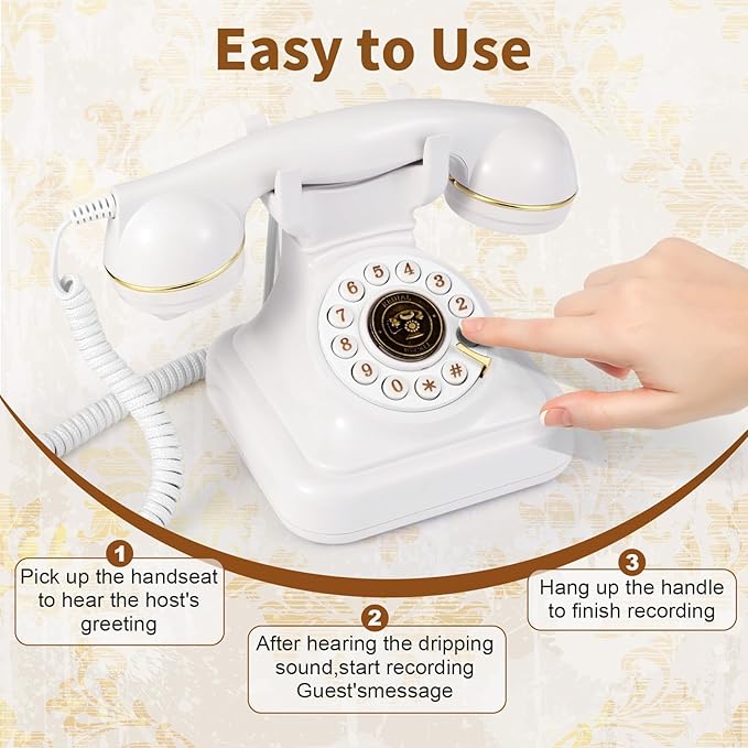 Audio Guest Book Phone with Retro Metal Handset and 32GB TF Card