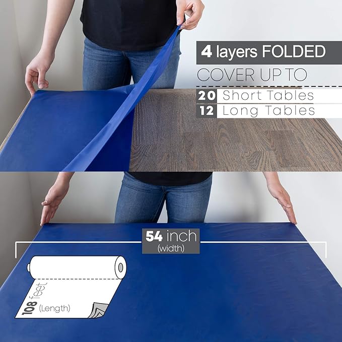 Tablecovers Royal Blue Disposable Plastic Roll with Slide Cutter