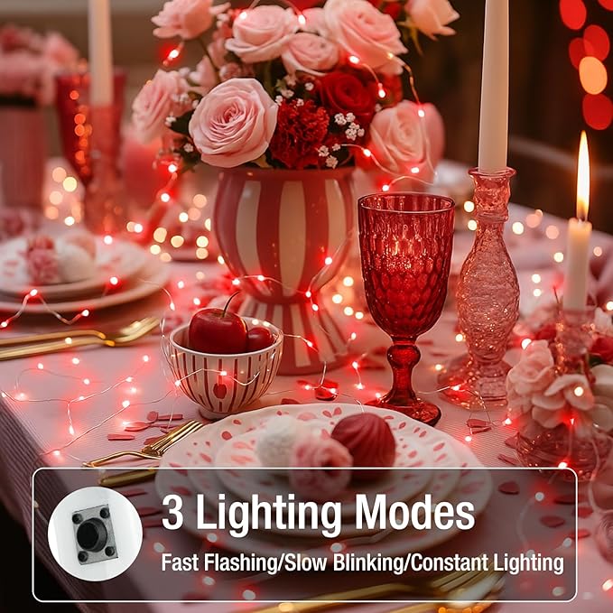 6 Pack Fairy Lights Battery Operated - 7ft 20 Led Twinkle Lights 3 Modes, Bulk Mini String Lights Waterproof for Mason Jars Vases DIY Party Wedding Decoration Christmas - Red