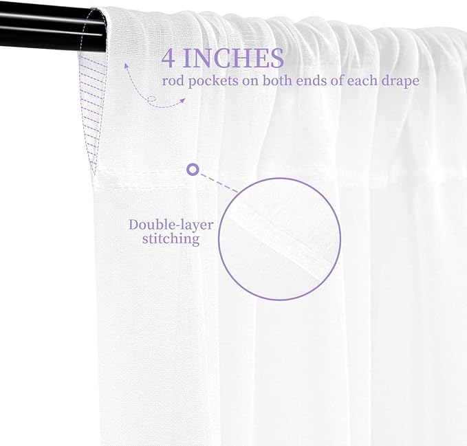 6 Panels White Ceiling Drapes for Wedding, 5ftx40ft Ceiling Drapes Cheesecloth Sheer Fabric Curtain Wedding Arch Draping Fabric Romantic Ceiling Decorations for Wedding Party Ceremony Stage