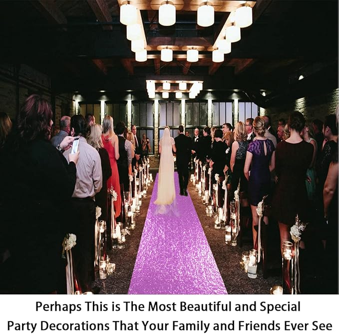 Lavender Sequin Aisle Runner, 2 x 15 Ft Wedding and Party Floor Runner