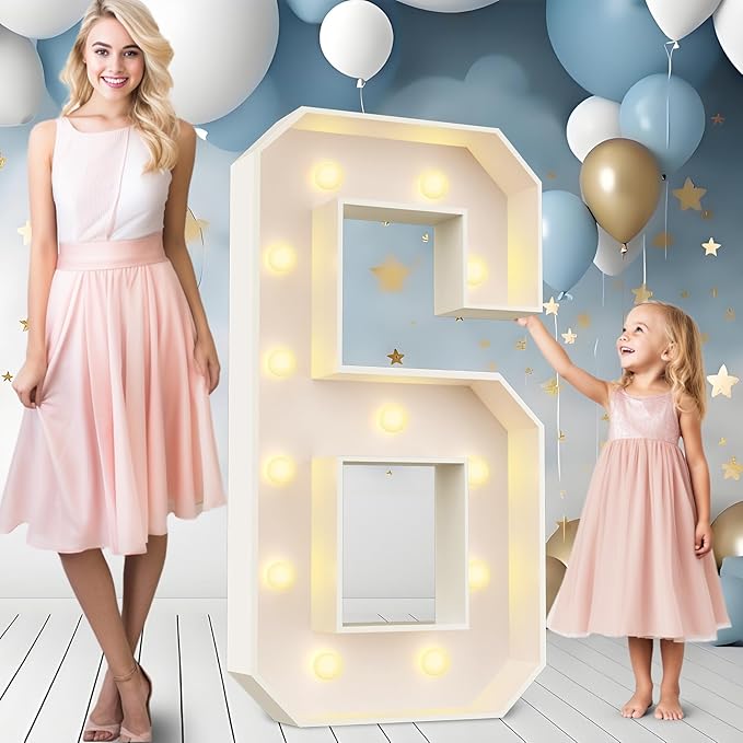 Decorative Signs Plaques: 4 Ft Light Up Marquee Numbers, Battery or USB