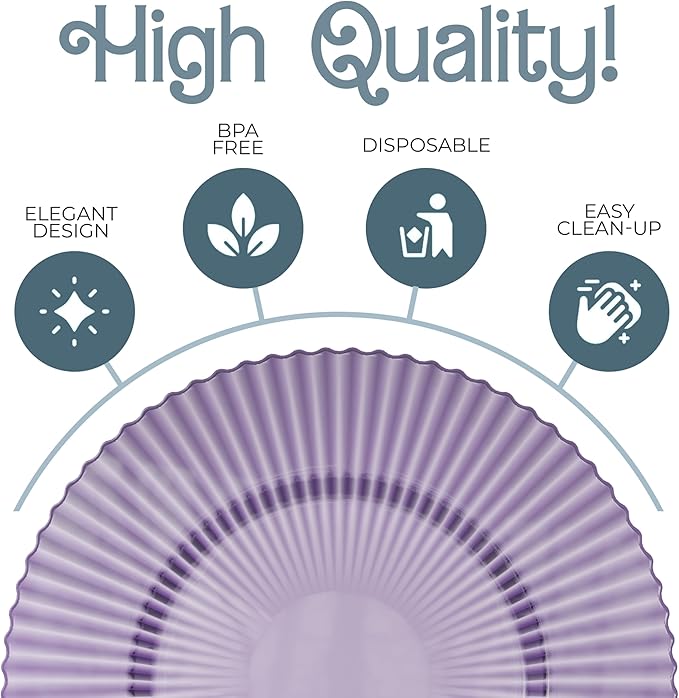 Plates Set, 40 Pieces in Purple, Plastic and BPA Free for 20 Guests