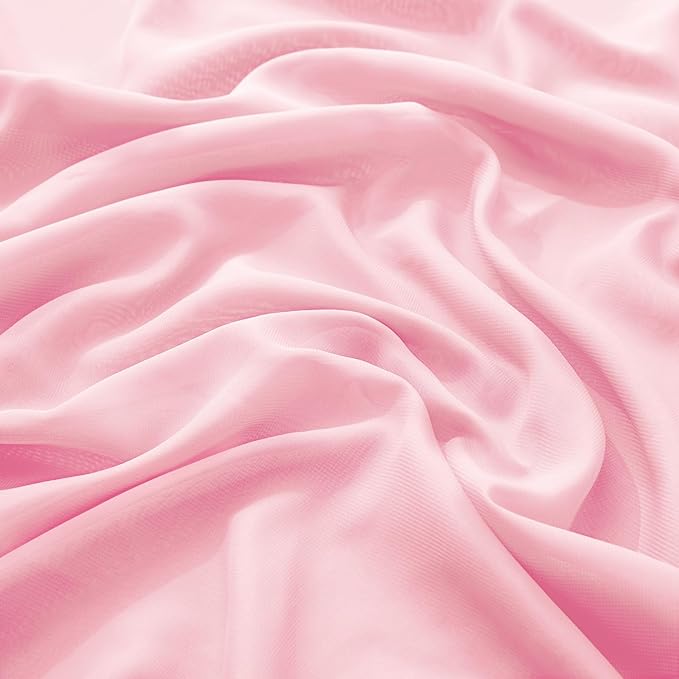 VACVELT Wedding Arch Draping Fabric Blush Pink Chiffon, 2 Panels Sheer Drapes 30 Inch x 20ft Chiffon Backdrop Curtain Wedding Decor, Outdoor Sheer Drapery for Ceremony Party Ceiling