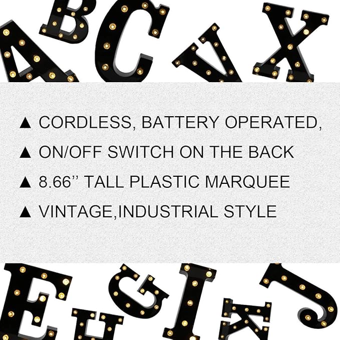 OYCBUZO Light Up Black Alphabet Marquee Letters Sign LED Marquee Number Lights Sign for Night Light Home Bar Christmas Lamp Birthday Party Wedding Decoration Z