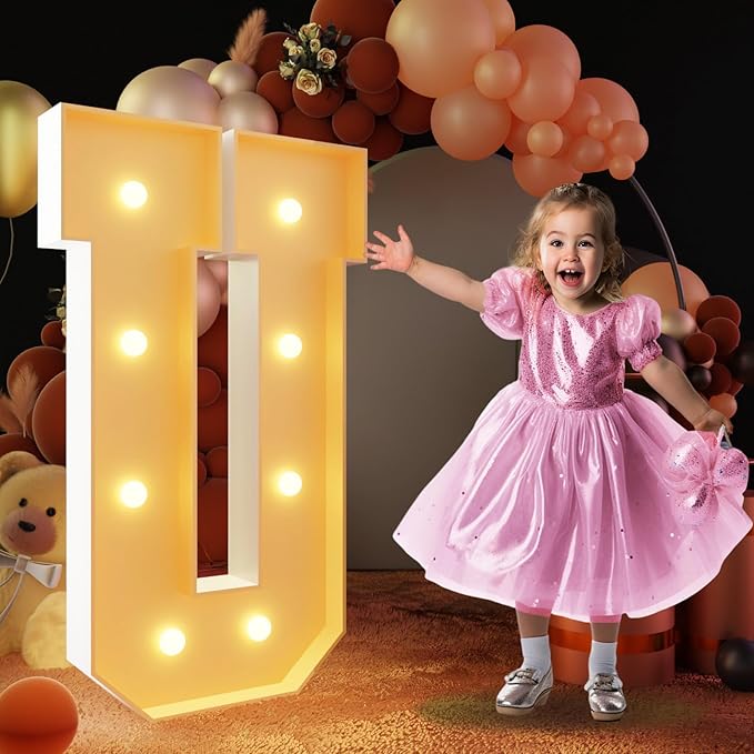 Light Up Marquee Letters for Parties, 3 Ft Foam Board Decor