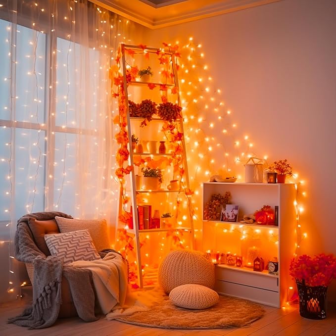 String Lights: 173 Ft Orange, 500 LEDs, 8 Modes and Timer