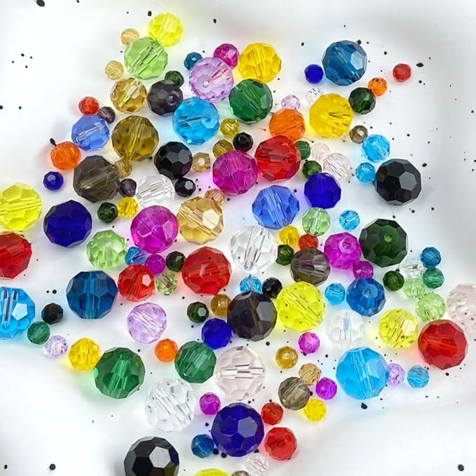 100 PCS 8mm Crystal Glass Beads Round Multiple Faceted Loose Spacer Glass Beads for DIY Handcrafte Bracelet Necklace Earring Jewelry Making(Multicolor)