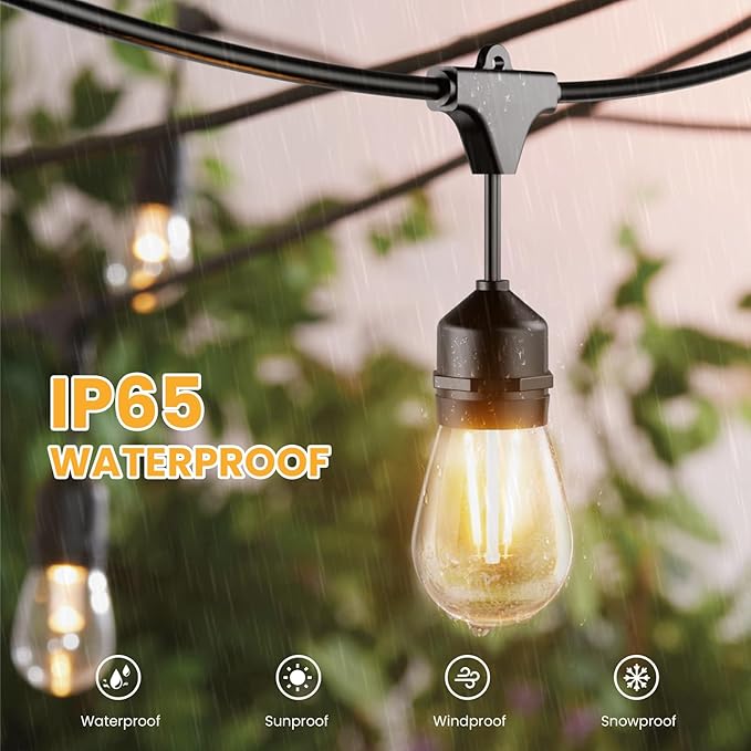 String Lights: 48 ft Black Outdoor Edison LED Patio Lights