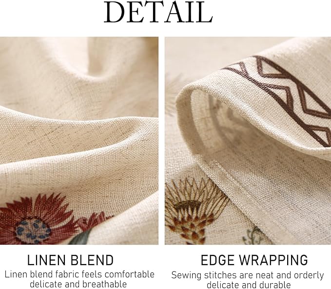 Rectangular Tablecloth 55 x 87 Inch Linen-Polyester Blend Floral