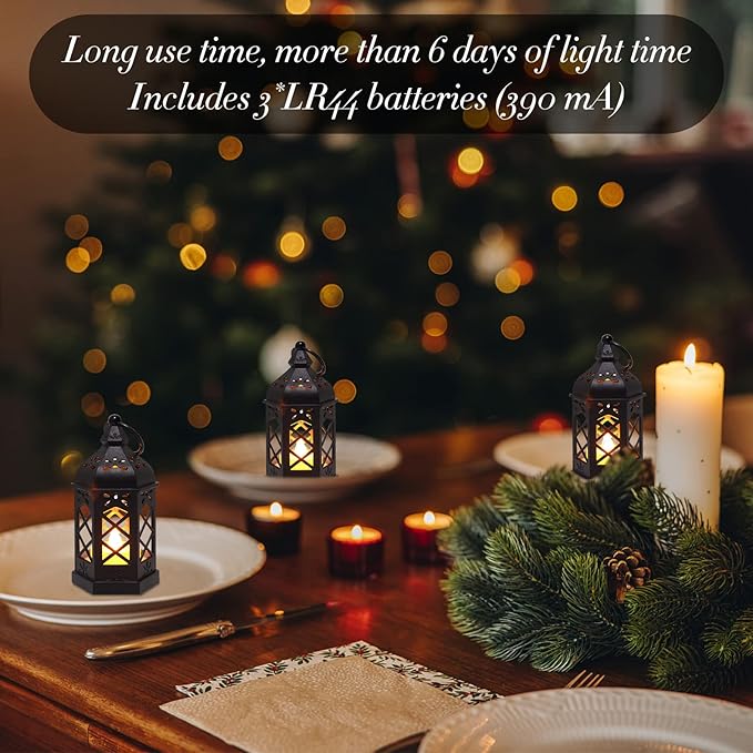 Decorative Candle Lanterns, 8 Pack, 5 Inch, Flickering LED Candles