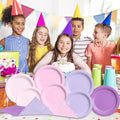 Party Pack Paper Plates and Napkins, 150 Pieces in Pink and Purple