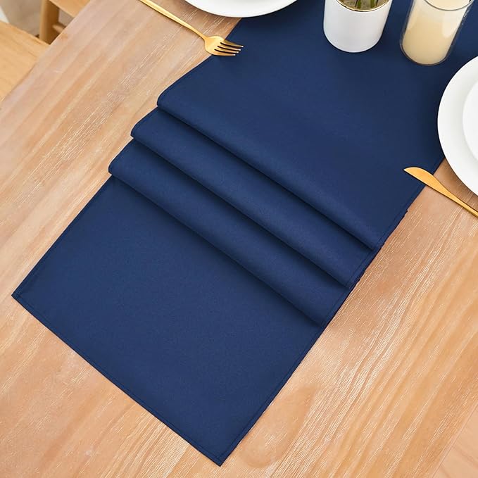 2 Pack Navy Blue Table Runner 12 x 90 Inch Solid Color Farmhouse Runners Coffee Table Dresser for Daily Party Home Decoration