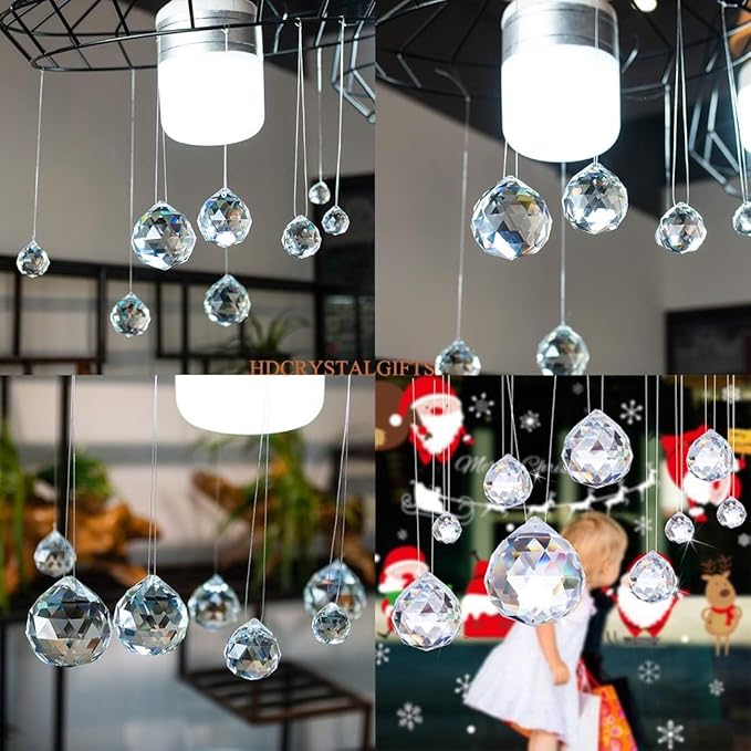 Crystalsuncatcher 20Pcs 1.75 inch/40mm Clear Crystal Ball Prism Pendant Suncatcher for Feng Shui/Divination or Wedding/Home/Office Decoration