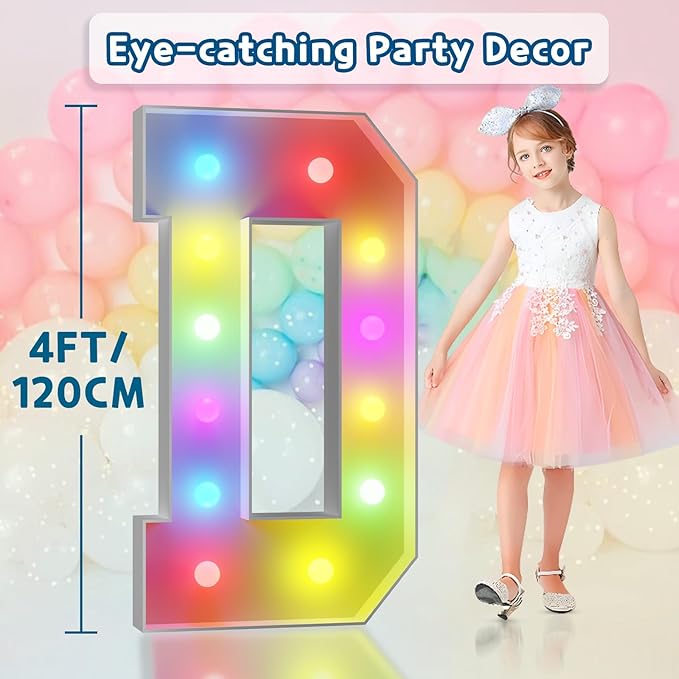 Decoration: Light Up Marquee Letter D, 4 FT Foam Board, Remote Control