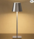 UME Cordless Table Lamp, Battery Operated Lamp - Portable Waterproof Rechargeable Table Lamp w/ 3 Color Temps & Stepless Dimming for Dinner, Desk, Cafe, Outdoor (Brushed Silver)