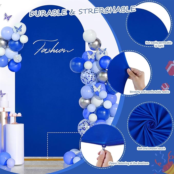 SoarDream Arch Backdrop Cover Navy Blue Spandex Fitted 5FT Wedding Arch Covers Balloon Round Top Chiara Arch Backdrop Fabric for Bridal Shower Wedding Birthday Party Stage Decoations