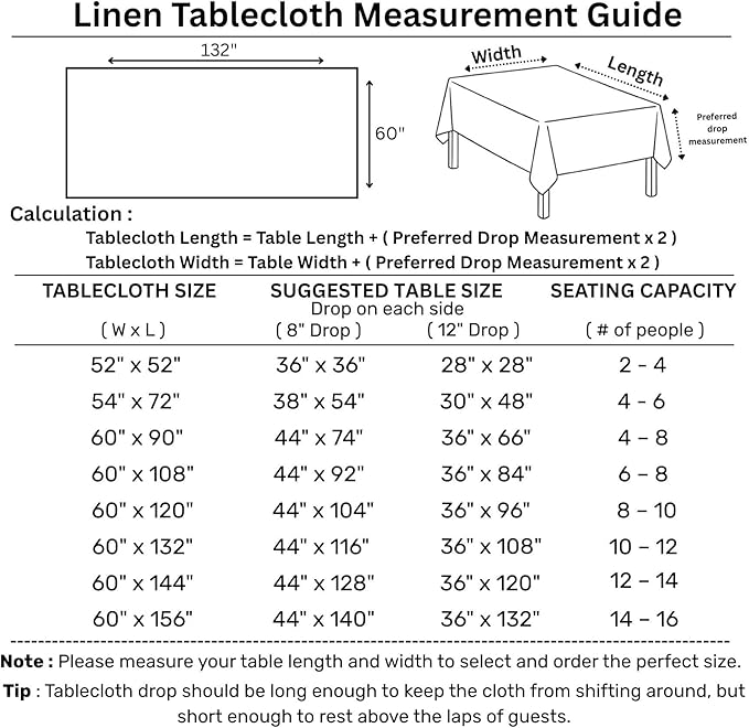 Solino Home Linen White Tablecloth 60 x 132 Inch - 100% Pure Linen Rectangular Tablecloth - Machine Washable Table Cloth for Fall, Autumn, Halloween, Thanksgiving, Christmas, Holiday - Fete