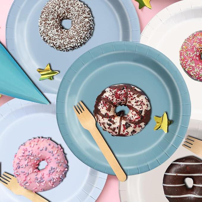 Plates Set, Dusty Blue Paper Party Plates and Napkins, 150 Pieces