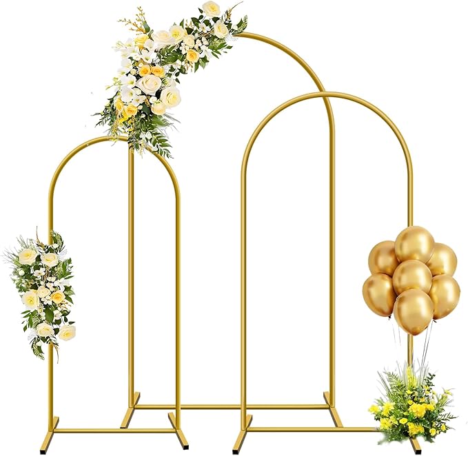 Background Support Equipment: Gold Iron Arch Stand Set of 3