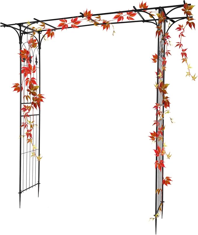 Garden Arbor Arch, Black Iron, 28 x 75 Inch Outdoor Archway