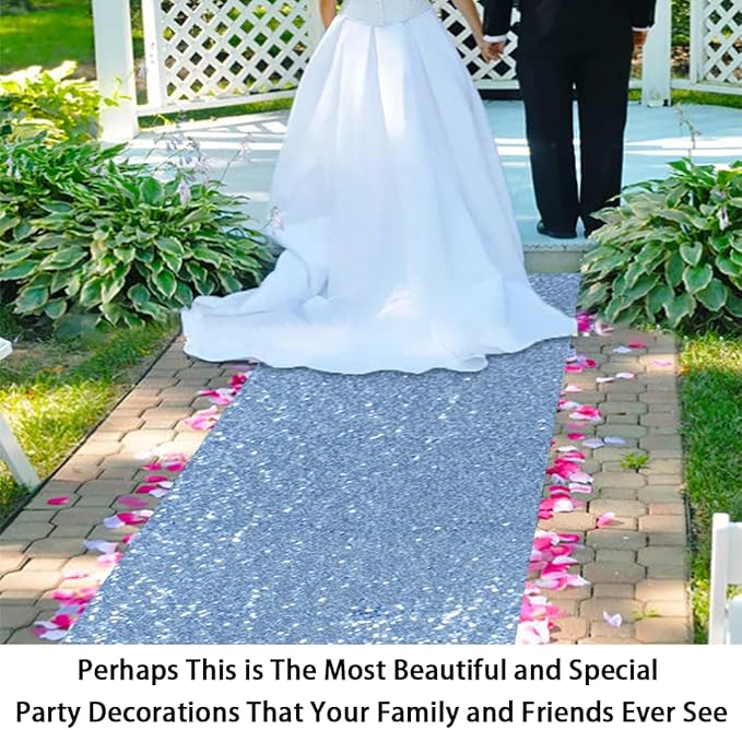 Aisle Runner 4 x 15 Ft Baby Blue Sequin Rectangular Indoor Decor