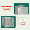 Gift Bags, Silver Laminated Paper with Handle, 10-Inch Square, Pack of 10