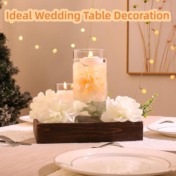 Vase Fillers with 12 Floating Flowers and 12 Candles, Unscented