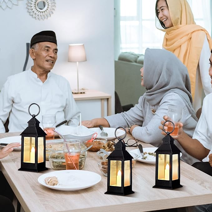 Decorative Candle Lanterns, 24 Pack Flameless LED Mini Set, Black Plastic