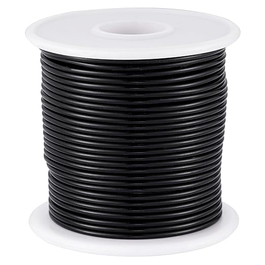 12 Gauge Black Aluminum Craft Wire (105FT) - Anodized for Jewelry Making, Beading Floral, Plant Gardening, Sculpting & Modeling Craft Wire (Black #10, 2mm)