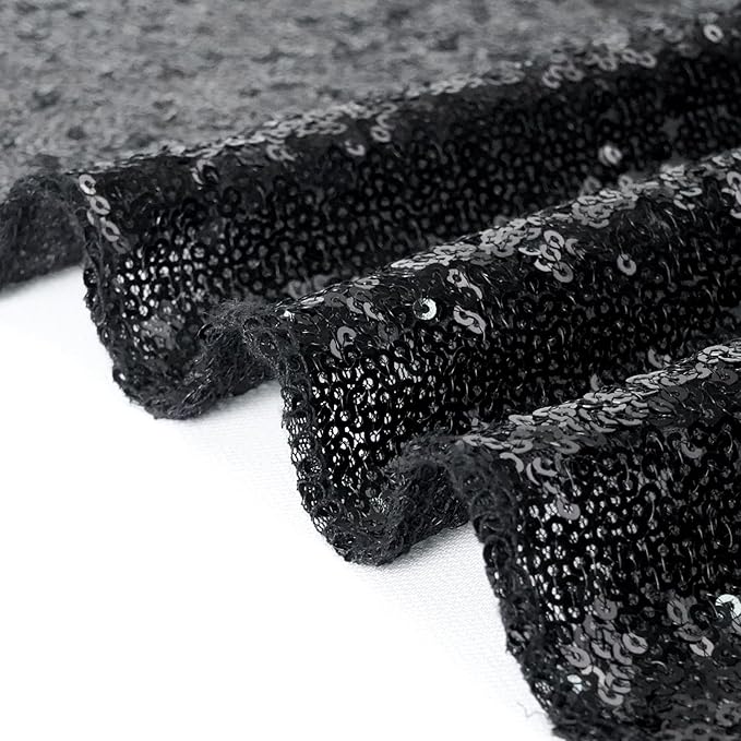 Eternal Beauty Black Sequin Backdrop, 7x7 Ft Halloween Glitter Background Curtains for Shimmer Photography Party Wedding Birthday Back Drop Decor