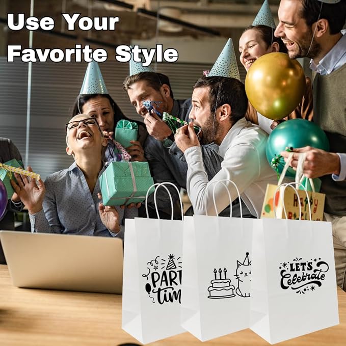 White Paper Gift Bags, 250 Count, 13x7x17 Inches, 74 lb Strength