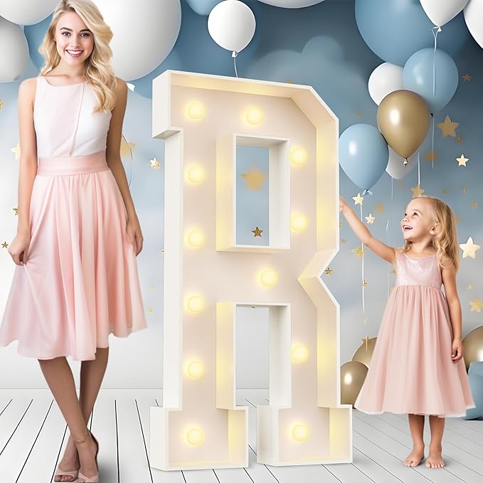 Marquee Letter Sign Set, 4 Ft Light Up Foam Board, Battery or USB Powered