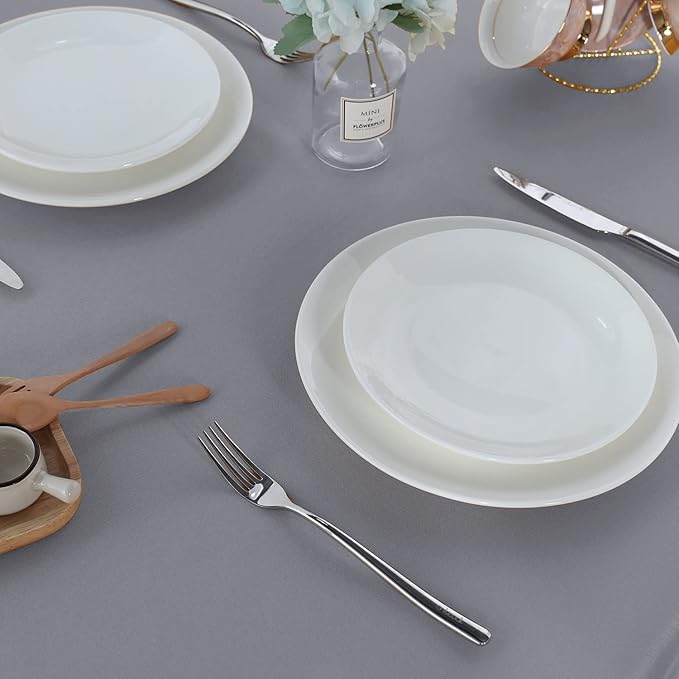 Fitable Rectangle Tablecloth Stain and Wrinkle Resistant Washable Polyester Table Cloth for Buffet Parties and Camping (54x120 inch, Light Grey)