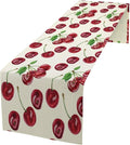 Red Cherry Table Runner Watercolor Tropical Fruit Spring Summer Wild Berry Dinner Runner for Girl Baby Shower Party Holiday Home Kitchen Dining Table Decor 13x60