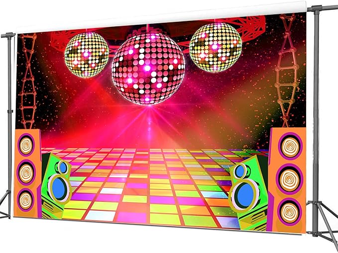 20X10ft Dance Party Backdrop Retro 70s 80s 90s Theme Glitter Stage Dance Ball Background Disco Party Decoration DJ Backdrop Banner for Birthday Party Prom Portrait Photo Shoot Polyester, Red