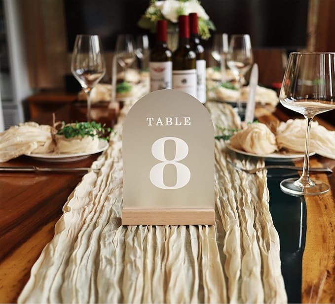 Tabletop Signs: Frosted White Acrylic Numbers 1-30 with Wood Stands
