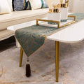 Avigers 12 x 72 Inch Decorative Luxury Abstract Striped Green Teal Table Runners with Tassels for Home Living Room Bedroom Art Decor Wedding