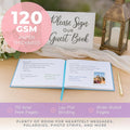 Guestbook with 110 Lined Pages, Vegan Leather Cover and Satin Ribbon