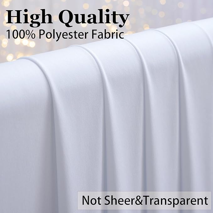 30×12 ft White Wrinkle Free Backdrop Curtain, Soft Silky Easy to Drape Wedding Drapes for Backdrop, 6 Panels 12ft Long Backdrop Curtains for Parties Birthday Baby Shower Photo Photography Backgrounds