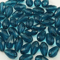 100pcs 8x12mm Teardrop Crystal Glass Beads for Jewelry Making, Faceted Vertical Hole Teardrop Glass Spacer Beads for Wind Chimes Bracelet Earring Necklace DIY Craft(Peacock Blue)
