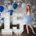 Marquee Numbers 4 Feet Tall Big Light Up Numbers 15th Happy Birthday Decorations Girl Boy White Anniversary Party Decor Large Cardboard Prop Backdrop Sign 15