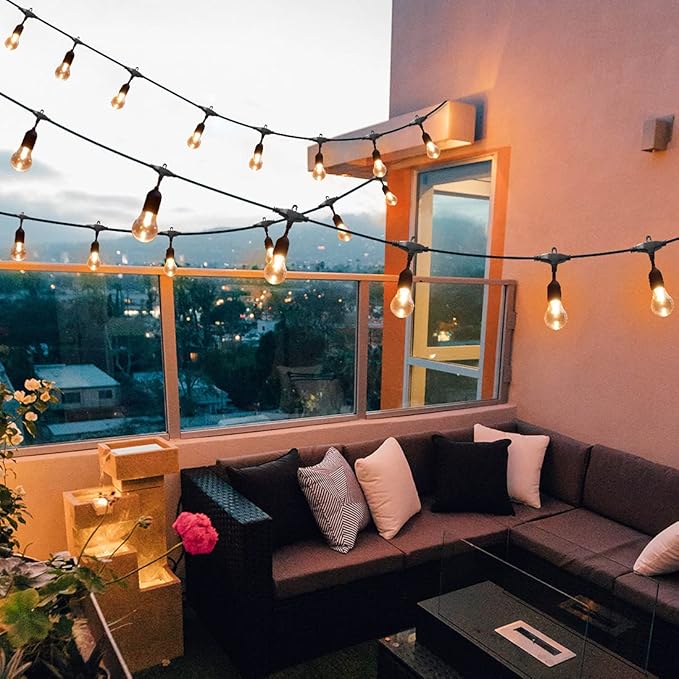 String Lights, 48 Ft Outdoor RGB LED with Remote and Shatterproof Bulbs