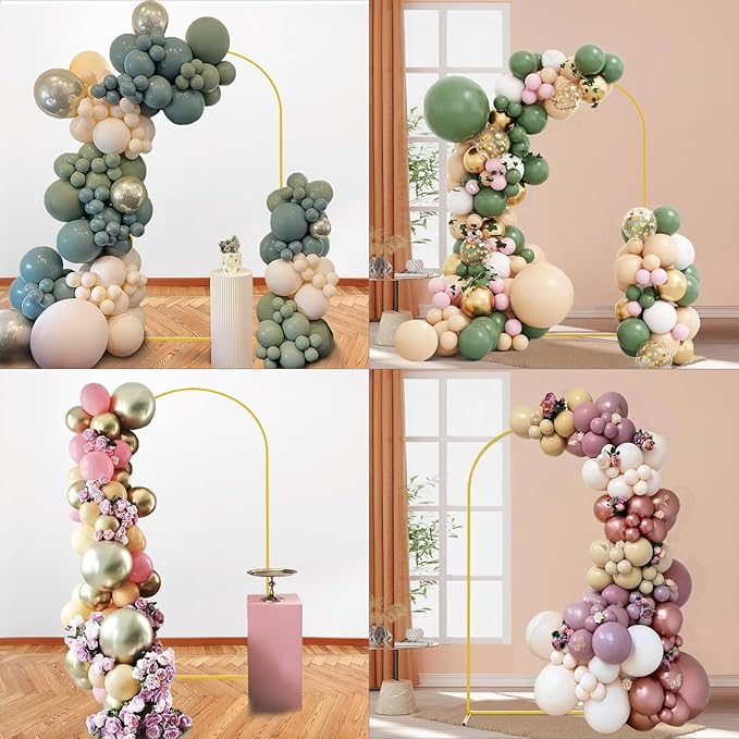 6.6FT Wedding Arch Backdrop Stand and White Arch Cover, White Spandex Fitted Backdrop Cover and Gold Wedding Arch Frame for Birthday Party Wedding Ceremony Bridal Baby Shower, Parties Decoration.