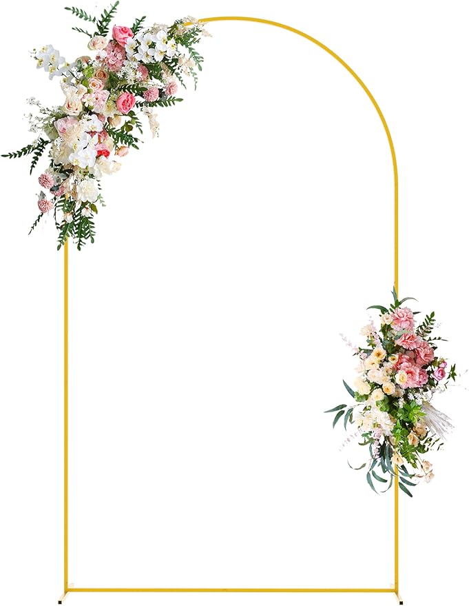 Arch Backdrop Stand 8 ft Tall Gold Iron Frame for Parties