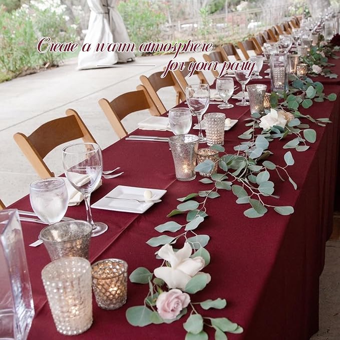 12 Pack Burgundy Tablecloths for Rectangle Tables 60 x 102 Inch Polyester Tablecloth 6 Foot Rectangle Table Cloth Wrinkle Resistant Washable Fabric Table Cover for Party Wedding Banquet Events