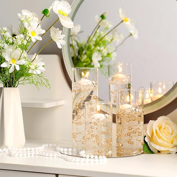 Sawysine 6 Pcs Glass Cylinder Vases 2.5''/2.95''/3.9'' Diameter Clear Flowers Vase Hurricane Floating Candles Holders for Table Centerpieces (3.9 x 8 in,3.9 x 10 in,3.9 x 12 in)